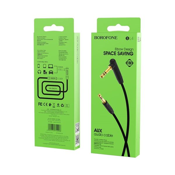 Аудiо-кабель BOROFONE BL4 audio AUX cable 1m, Black (BL4B) 13242 фото