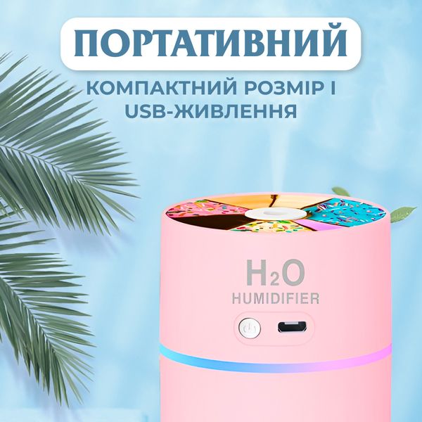 Зволожувач повітря Happy Life H2O Humidifier 450ml зволожувачі повітря Рожевий 2073772041 фото