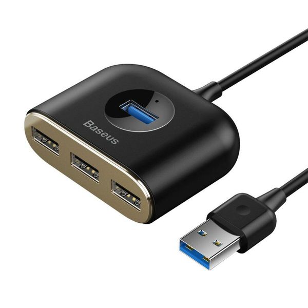 USB-Hub Baseus Square round 4 in 1 USB HUB Adapter(USB3.0 TO USB3.0*1+USB2.0*3) 1m Black (CAHUB-AY01) 6913 фото