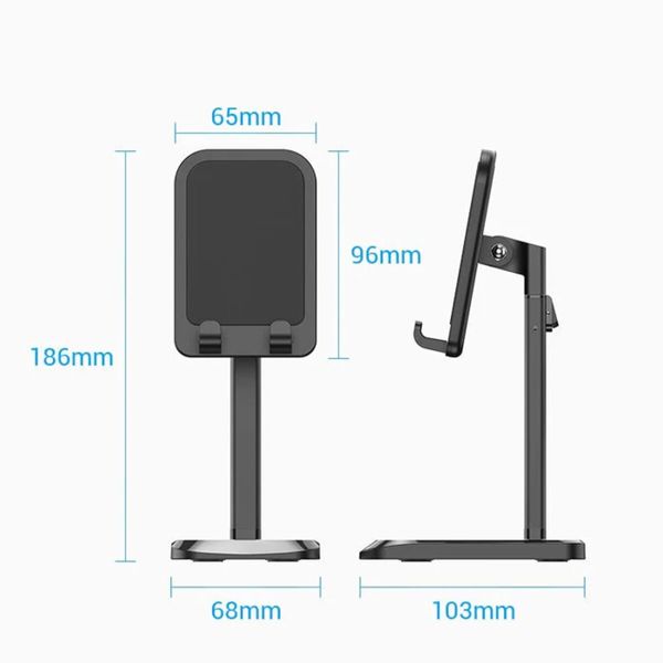 Тримач для телефону Height Adjustable Desktop Cell Phone Stand Black Aluminum Alloy Type (KCQB0) (KCQB0) 49952 фото