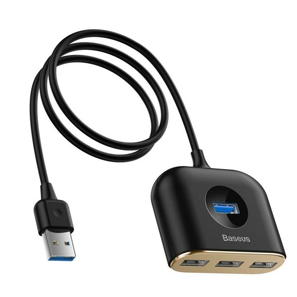 USB-Hub Baseus Square round 4 in 1 USB HUB Adapter(USB3.0 TO USB3.0*1+USB2.0*3) 1m Black (CAHUB-AY01) 6913 фото