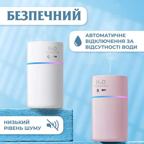 Зволожувач повітря Happy Life H2O Humidifier 450ml зволожувачі повітря Рожевий 2073772041 фото