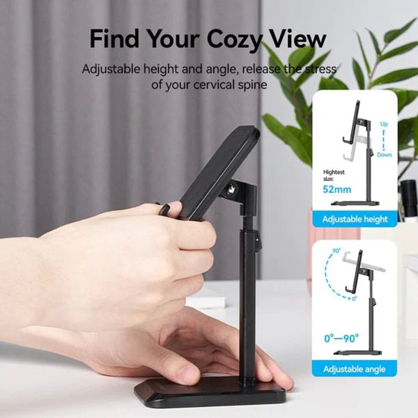 Тримач для телефону Height Adjustable Desktop Cell Phone Stand Black Aluminum Alloy Type (KCQB0) (KCQB0) 49952 фото