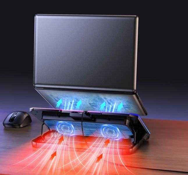 Подставка для ноутбука HOCO DH19 Cool RGB cooling stand Black (6942007624824) 53570 фото