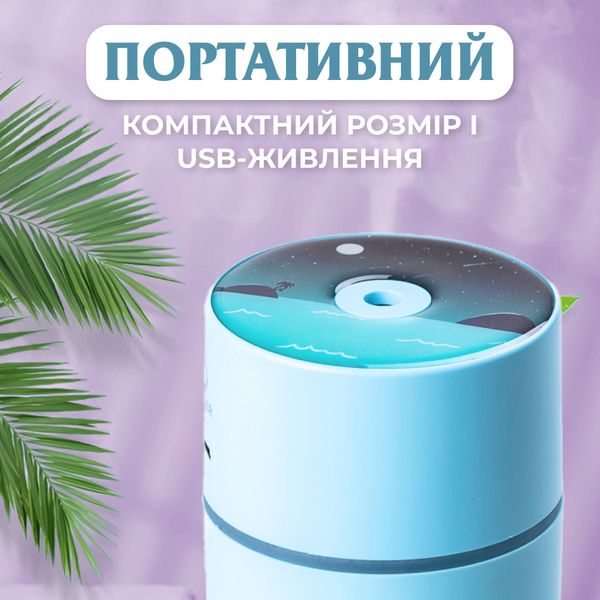 Зволожувач повітря Happy Life H2O Humidifier 450ml зволожувачі повітря Блакитний 2073772042 фото