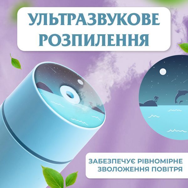 Зволожувач повітря Happy Life H2O Humidifier 450ml зволожувачі повітря Блакитний 2073772042 фото