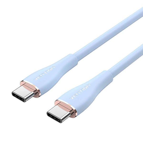 Кабель Vention USB 2.0 C Male to C Male 5A Cable 1M Light Blue Silicone Type (TAWSF) (TAWSF) 48045 фото