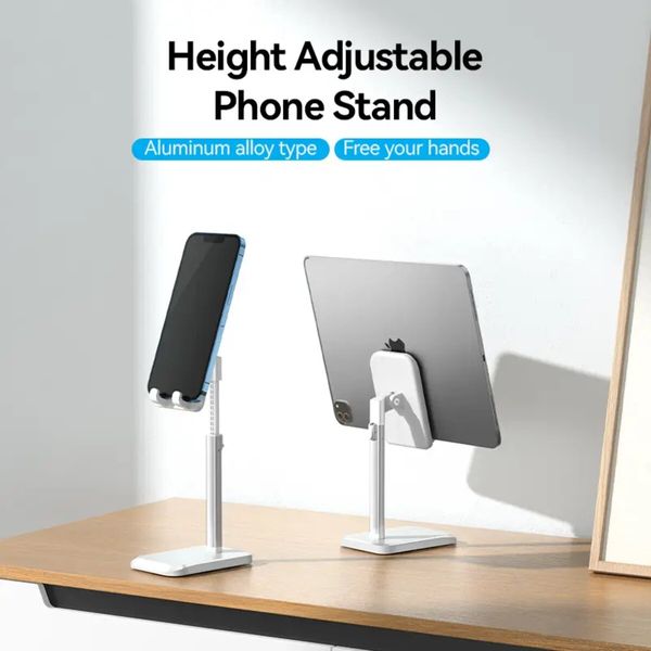 Тримач для телефону Height Adjustable Desktop Cell Phone Stand White Aluminum Alloy Type (KCQW0) (KCQW0) 49953 фото