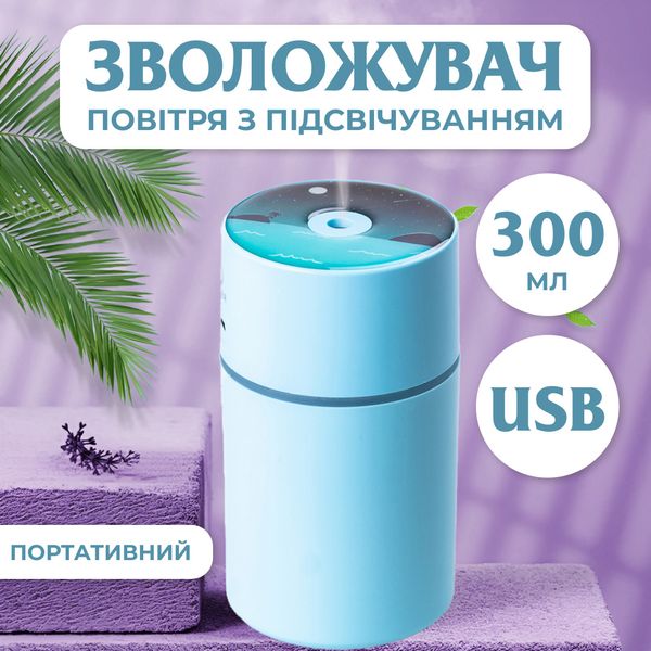 Зволожувач повітря Happy Life H2O Humidifier 450ml зволожувачі повітря Блакитний 2073772042 фото