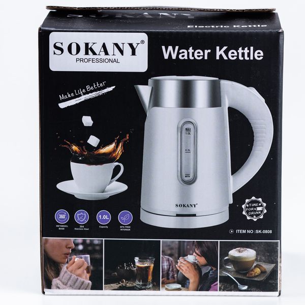 Електрочайник Sokany SK-0808B Water Kettle 1200W Black Білий 2094354531 фото