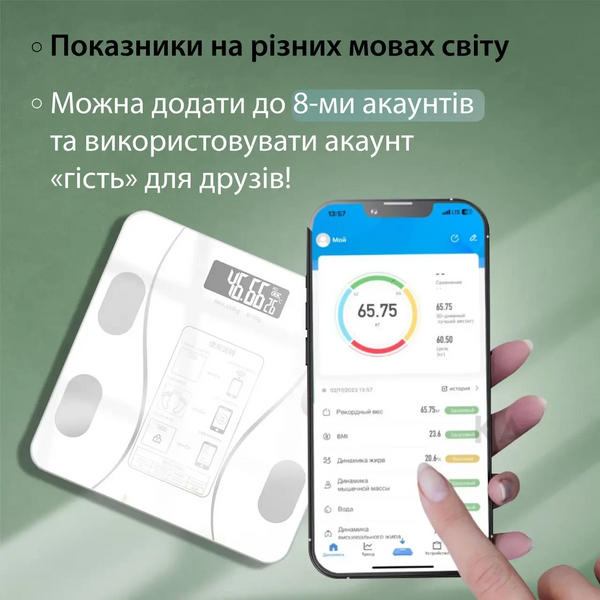 Смарт-ваги Wear Fit QRFT-01 Bluetooth 180kg розумні ваги Білий 1934247511 фото