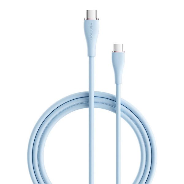 Кабель Vention USB 2.0 C Male to C Male 5A Cable 1M Light Blue Silicone Type (TAWSF) (TAWSF) 48045 фото