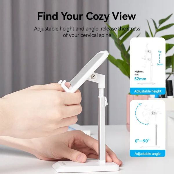 Тримач для телефону Height Adjustable Desktop Cell Phone Stand White Aluminum Alloy Type (KCQW0) (KCQW0) 49953 фото