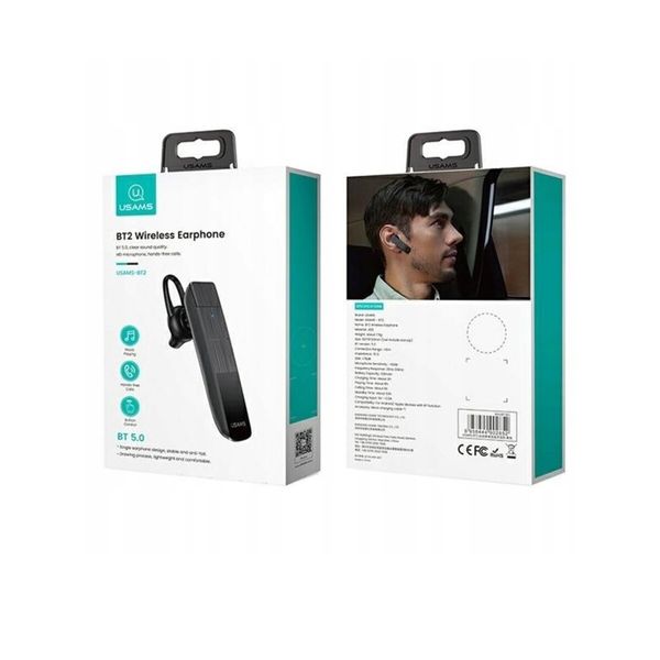 Bluetooth stereo гарнитура Usams USAMS-BT2 Wireless Earphone black (BHUBT201) 52380 фото