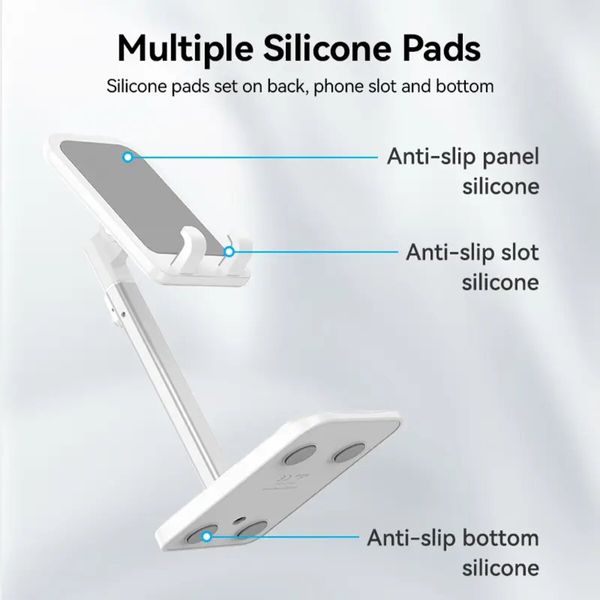 Тримач для телефону Height Adjustable Desktop Cell Phone Stand White Aluminum Alloy Type (KCQW0) (KCQW0) 49953 фото