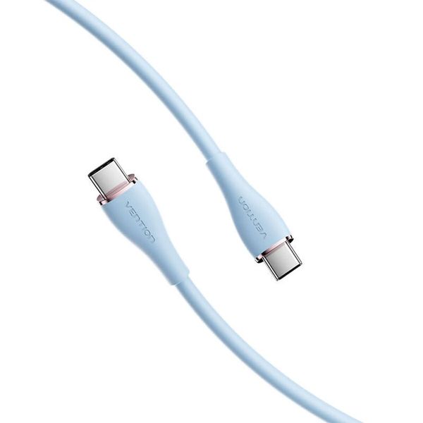 Кабель Vention USB 2.0 C Male to C Male 5A Cable 1M Light Blue Silicone Type (TAWSF) (TAWSF) 48045 фото