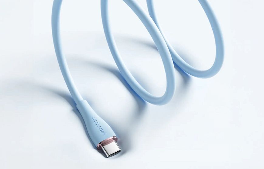 Кабель Vention USB 2.0 C Male to C Male 5A Cable 1M Light Blue Silicone Type (TAWSF) (TAWSF) 48045 фото