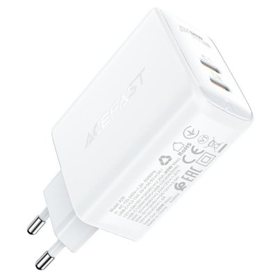 Мережевий зарядний пристрій ACEFAST A29 PD50W GaN (USB-C+USB-C) dual port charger White (AFA29W) 15780 фото