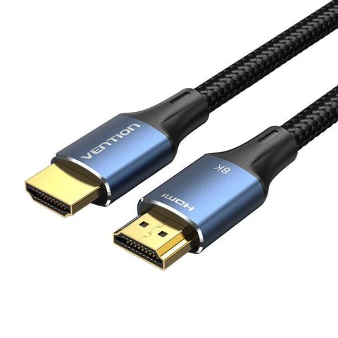 Кабель Vention Cotton Braided HDMI-A Male to Male HD v2.1 Cable 8K 2M Blue Aluminum Alloy Type (ALGLH) (ALGLH) 49779 фото