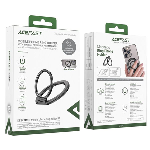 Тримач для мобільного ACEFAST P1 mobile phone ring holder Black (6974316282976) 52332 фото