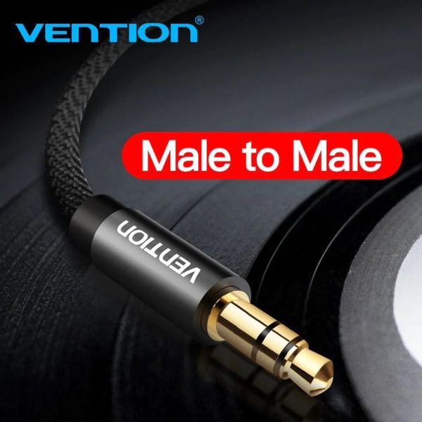 Кабель Vention Fabric Braided 3.5mm Male to Male Audio Cable 0.5M Black Metal Type (BAGBD) (BAGBD) 49887 фото