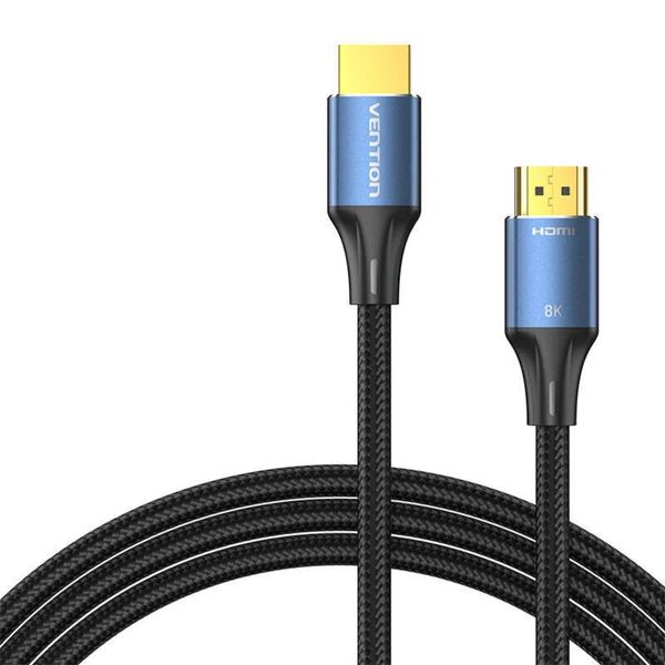 Кабель Vention Cotton Braided HDMI-A Male to Male HD v2.1 Cable 8K 2M Blue Aluminum Alloy Type (ALGLH) (ALGLH) 49779 фото