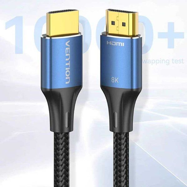 Кабель Vention Cotton Braided HDMI-A Male to Male HD v2.1 Cable 8K 2M Blue Aluminum Alloy Type (ALGLH) (ALGLH) 49779 фото