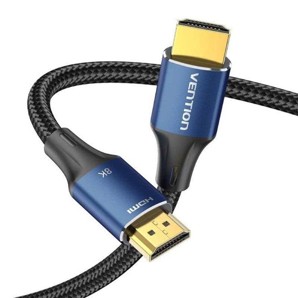 Кабель Vention Cotton Braided HDMI-A Male to Male HD v2.1 Cable 8K 2M Blue Aluminum Alloy Type (ALGLH) (ALGLH) 49779 фото