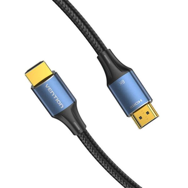 Кабель Vention Cotton Braided HDMI-A Male to Male HD v2.1 Cable 8K 2M Blue Aluminum Alloy Type (ALGLH) (ALGLH) 49779 фото