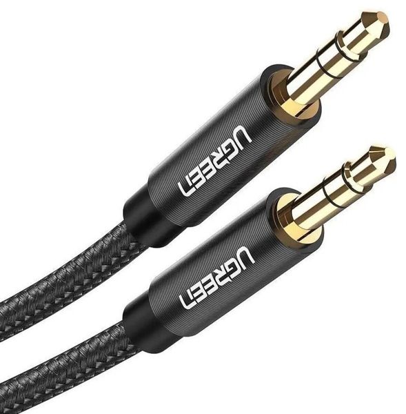 Аудіо кабель UGREEN AV112 3.5mm Male to 3.5mm Male Cable Gold Plated Metal Case with Braid 1m (Black)(UGR-50361) (UGR-50361) 50114 фото