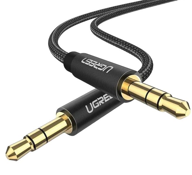 Аудіо кабель UGREEN AV112 3.5mm Male to 3.5mm Male Cable Gold Plated Metal Case with Braid 1m (Black)(UGR-50361) (UGR-50361) 50114 фото