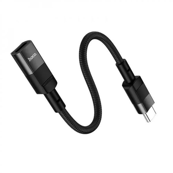 Кабель HOCO U107 Type-C male to iP female adapter cable(L=0.1m) Black (6931474789983) 33069 фото