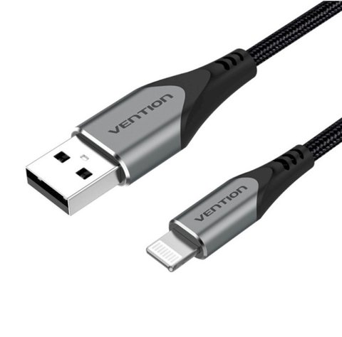 Кабель Vention USB 2.0 A to Lightning Cable 1M Gray Aluminum Alloy Type (LABHF) (LABHF) 48035 фото