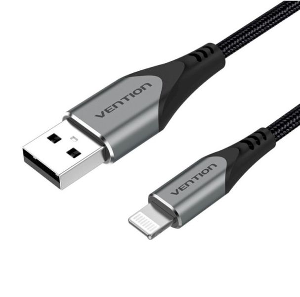 Кабель Vention USB 2.0 A to Lightning Cable 1M Gray Aluminum Alloy Type (LABHF) (LABHF) 48035 фото