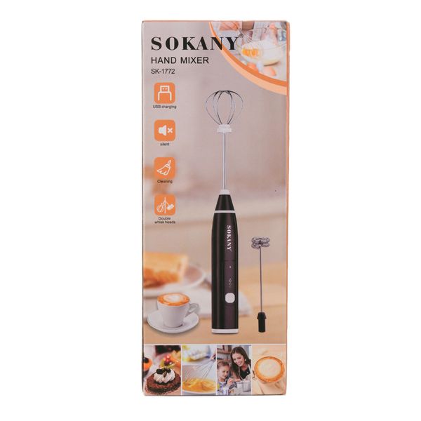 Спінювач молока Sokany SK-1772 Hand Mixer USB 1200mAh Black збивалка для молока 1891189974 фото