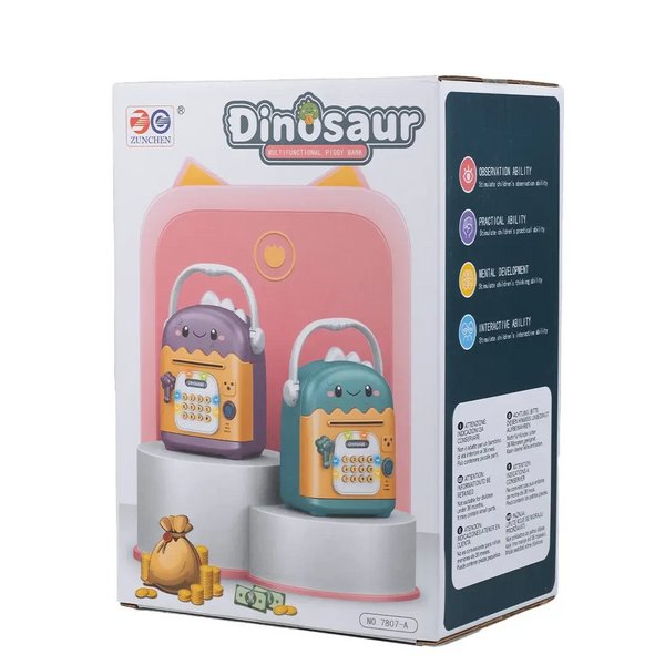 Сейф скарбничка дитяча Dinosaur Piggy Bank з відбитком пальця і розпізнаванням обличчя дитяча сейф скарбничка Зелений 1880692290 фото