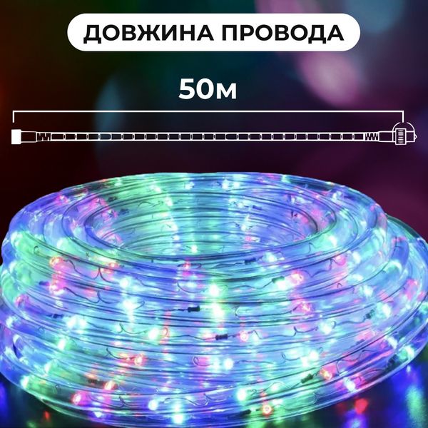 Гірлянда вулична стрічка світлодіодна Дюралайт 900 LED 50м морозостійка прозорий дріт Мультиколор 1958911725 фото