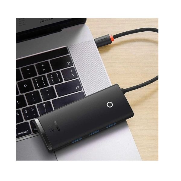 USB-Hub Baseus Lite Series 4-Port USB-A HUB Adapter (USB-A to USB 3.0*4) 25cm Black (WKQX030001) 39981 фото