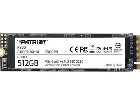 SSD M.2 Patriot P300 512GB NVMe 2280 PCIe 3.0x4 3D NAND TLC (P300P512GM28) 11089 фото