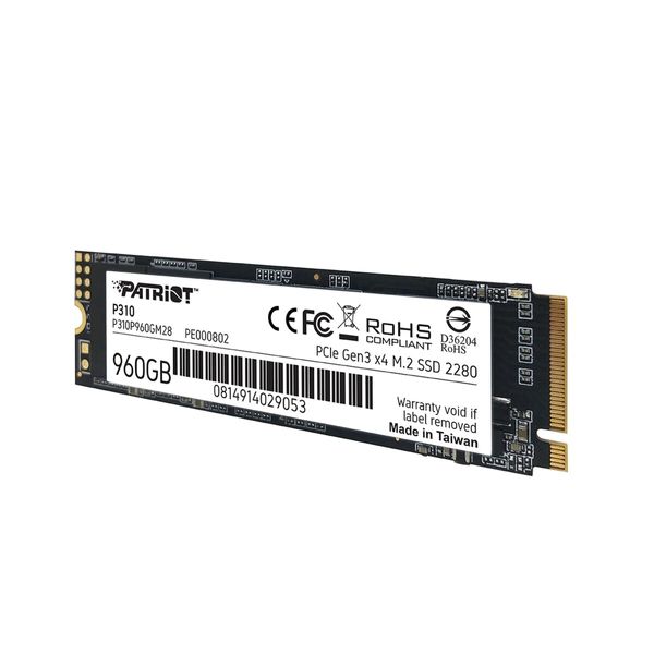 SSD M.2 Patriot P310 960GB NVMe 2280 PCIe 3.0x4 3D NAND TLC (P310P960GM28) 40260 фото