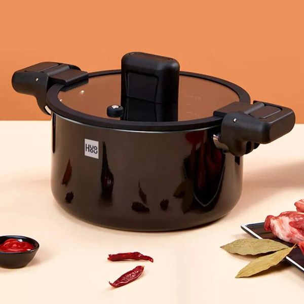 Кастрюля-cкороварка Xiaomi HuoHou Stainless Steel Enamel Micro Pressure Cooker (Black) (HU0159) 50369 фото