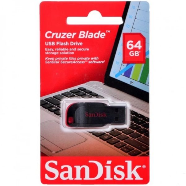 Flash SanDisk USB 2.0 Cruzer Blade 64Gb Black/Red (SDCZ50-064G-B35) 9332 фото