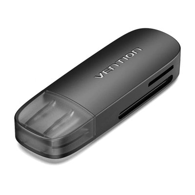 Картрідер Vention 2-in-1 USB 3.0 A Card Reader(SD+TF) Black Single Drive Letter (CLFB0) (CLFB0) 47987 фото