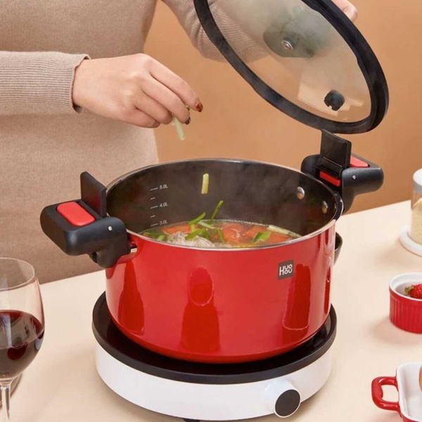 Кастрюля-cкороварка Xiaomi HuoHou Stainless Steel Enamel Micro Pressure Cooker (Red) (HU0160) 50370 фото