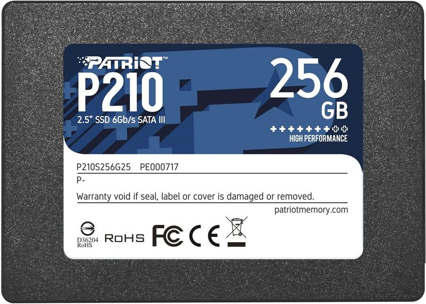 SSD Patriot P210 256GB 2.5" 7mm SATAIII 3D QLC (P210S256G25) 11141 фото