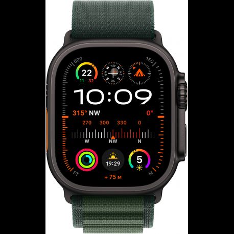 Apple Watch Ultra 2 (2024) 49mm (GPS+LTE) Black Titanium Case з Dark Green Alpine Loop - Large (MX4T3UL/A) 1005125 фото