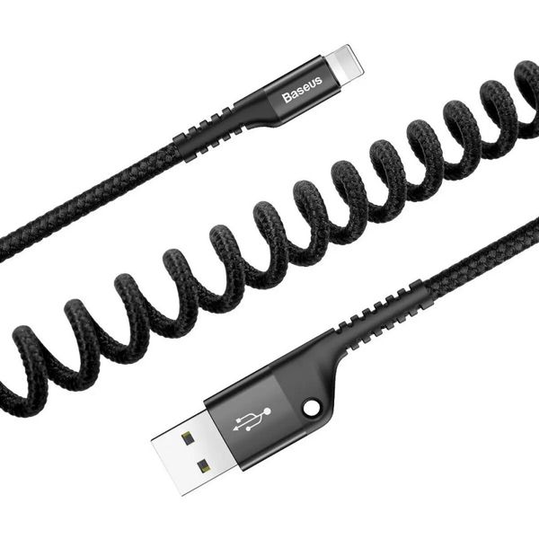 Кабель Baseus Fish eye Spring Data Cable Lightning 1m Black (CALSR-01) 49341 фото