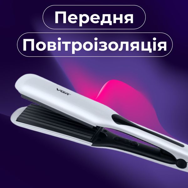 Щипці гофре для волосся професійні 45 Вт, випрямляч плойка з РК дисплеєм та індикатором роботи VGR V-557 1884555504 фото