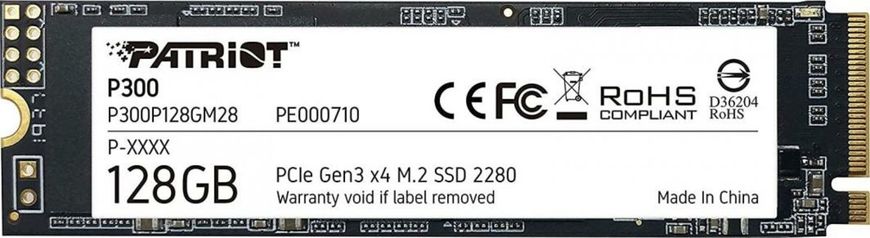 SSD M.2 Patriot P300 128GB NVMe 2280 PCIe 3.0 3D TLC (P300P128GM28) 11151 фото