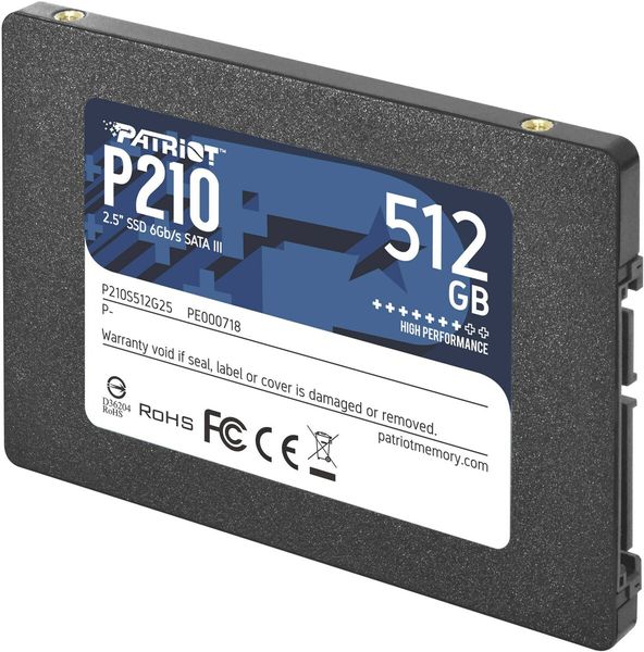 SSD Patriot P210 512GB 2.5" 7mm SATAIII 3D QLC (P210S512G25) 11145 фото